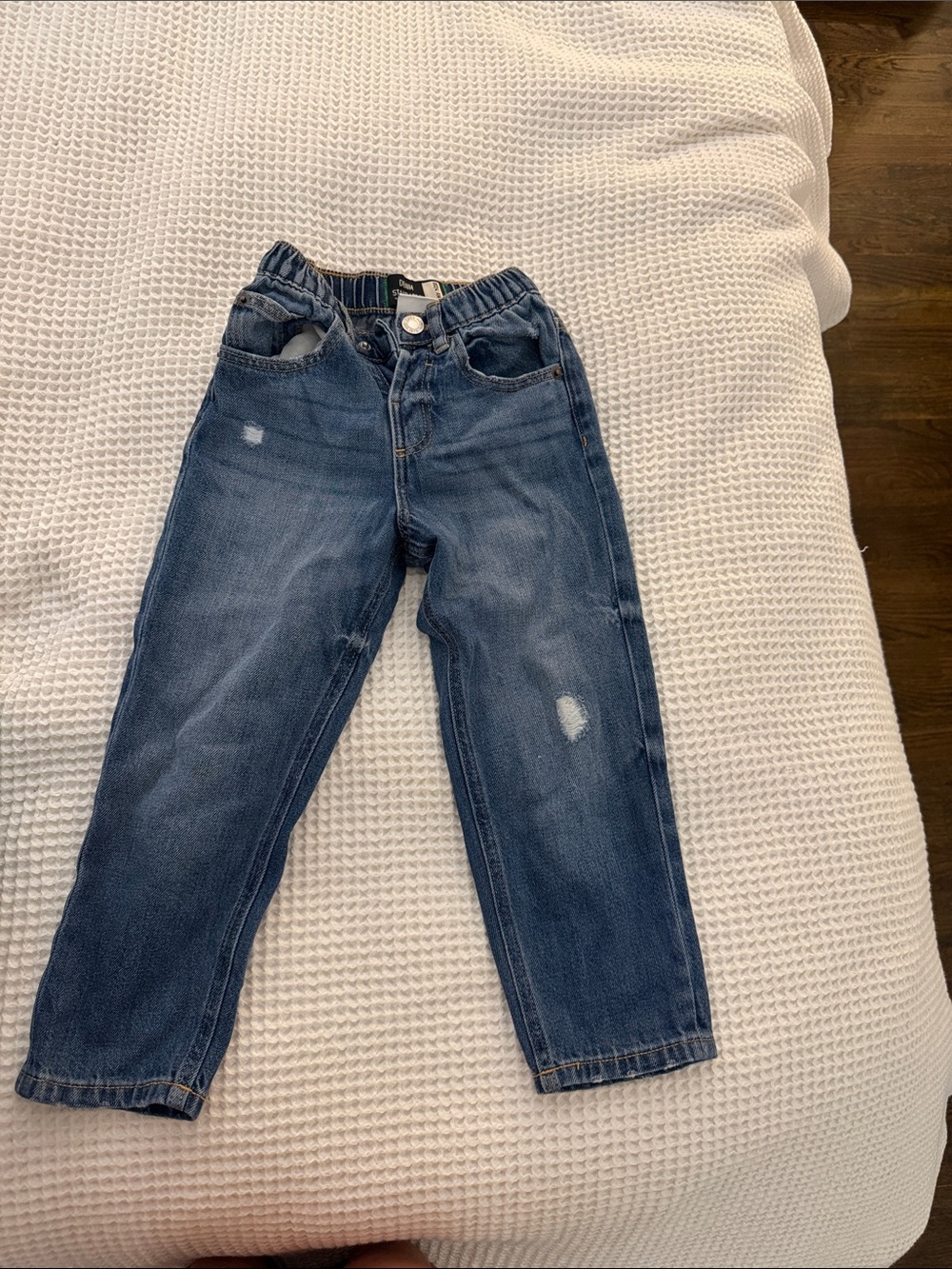 Zara Dark Blue Kids Denim Jeans with Faded Detailing